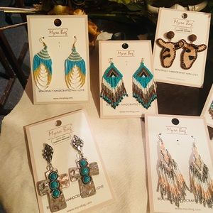 Myra Earrings pink & brown 2 pairs